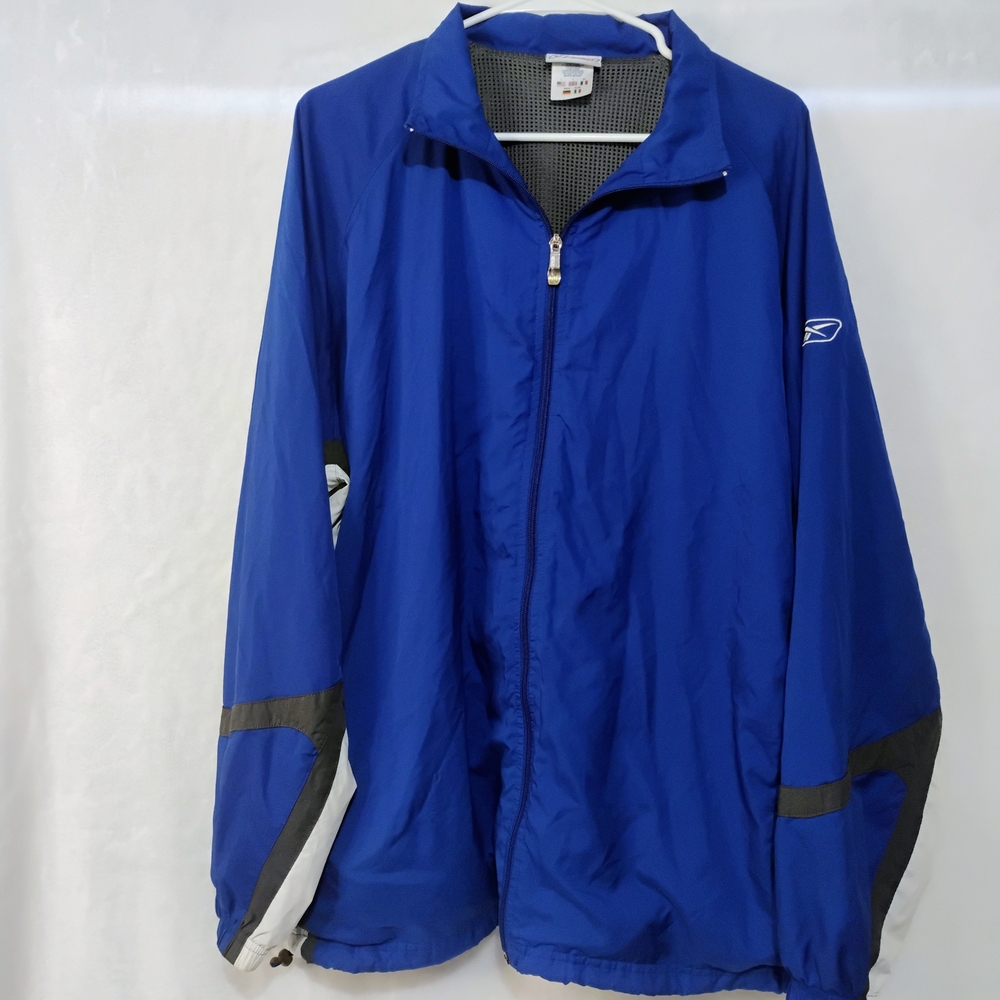 Vtg Reebok Lightweight Blue Jacket Windbreaker Mens Large Full Zip Vented I